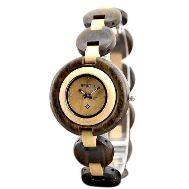 Creative popular round design wooden watches for women