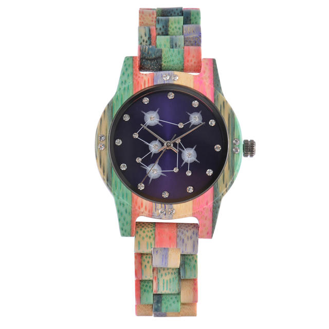 Delicate shiny starry sky wooden watches for women