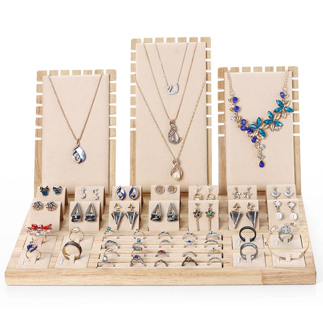 Bamboo wood material jewelry dispaly set with tray