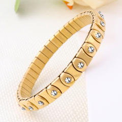 Hot sale rhinestone evil eye stainless steel elastic bangle bracelet