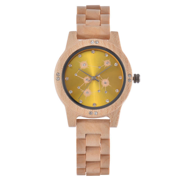 Delicate shiny starry sky wooden watches for women