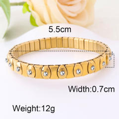 Hot sale rhinestone evil eye stainless steel elastic bangle bracelet