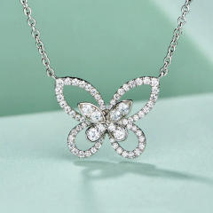 Dainty diamond butterfly women necklace