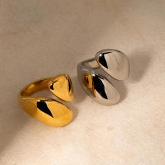 Chunky 18KG geometric design stainless steel finger rings