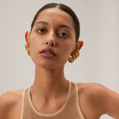 18KG chnky hollow out design hoop earrings stainless steel earrings for women