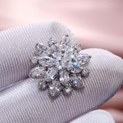 Luxury full cubic zircon flower shape copper studs earrings