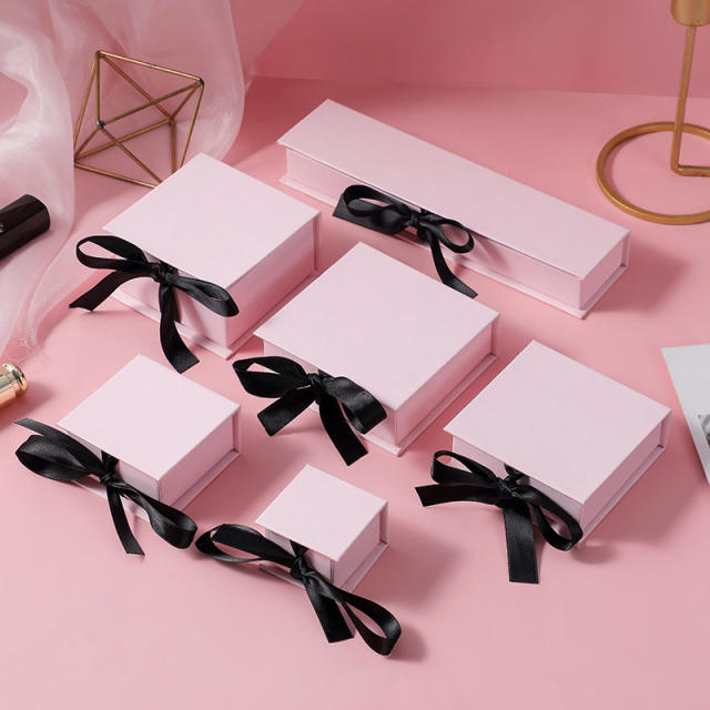 Delicate black ribbon jewelry box gift box