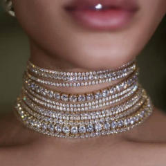 Luxury multi layer diamond wedding choker necklace