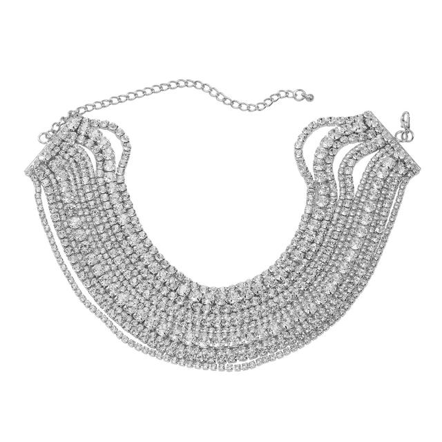 Luxury multi layer diamond wedding choker necklace