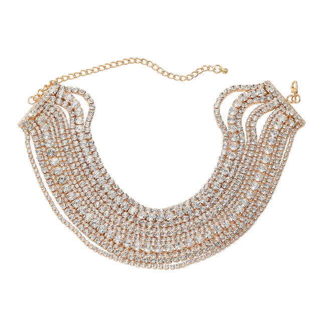 Luxury multi layer diamond wedding choker necklace