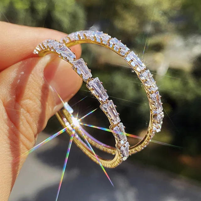 Large size diamond big hoop earrings