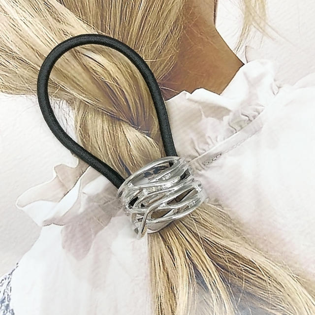 Chunky gold silver color alloy accessory women hair ties