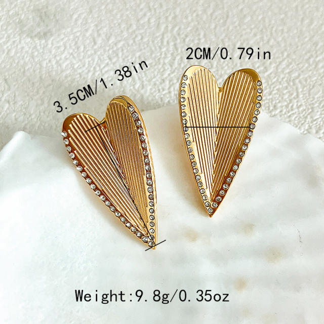 Fashionable heart design stainless steel studs earrings
