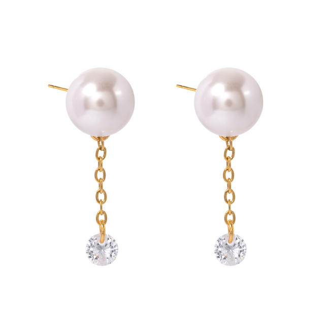 18KG ins pearl bead stainless steel women earrings