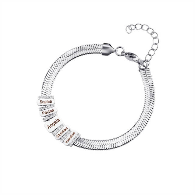Creative engrave letter snake chain stainless steel bracelet