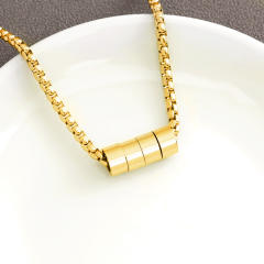 Personality diy bead with birstone engrave letter stainless steel necklace for men