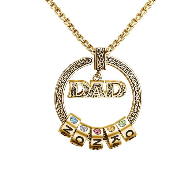 Father's day father gift birthstone vintage copper necklace