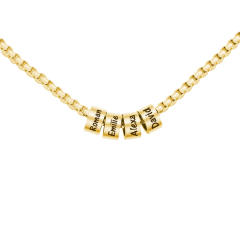 Personality diy bead with birstone engrave letter stainless steel necklace for men