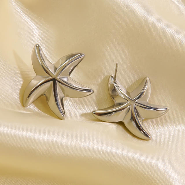 14KG ocean starfish stainless steel earrings