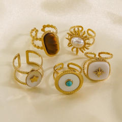 Vintage romantic mother shell stainless steel finger rings