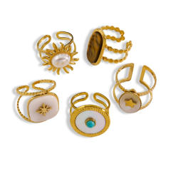 Vintage romantic mother shell stainless steel finger rings