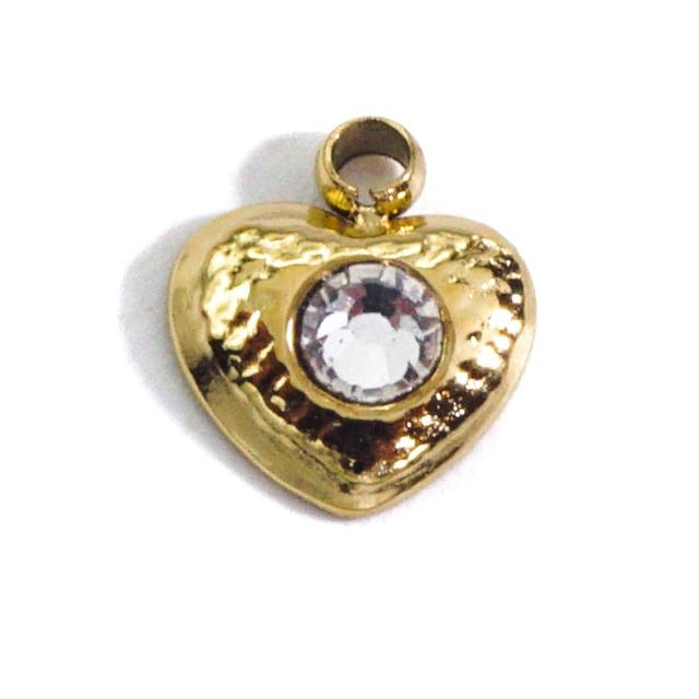 DIY jewelry color cubic zircon heart pendant stainless steel necklace pendant