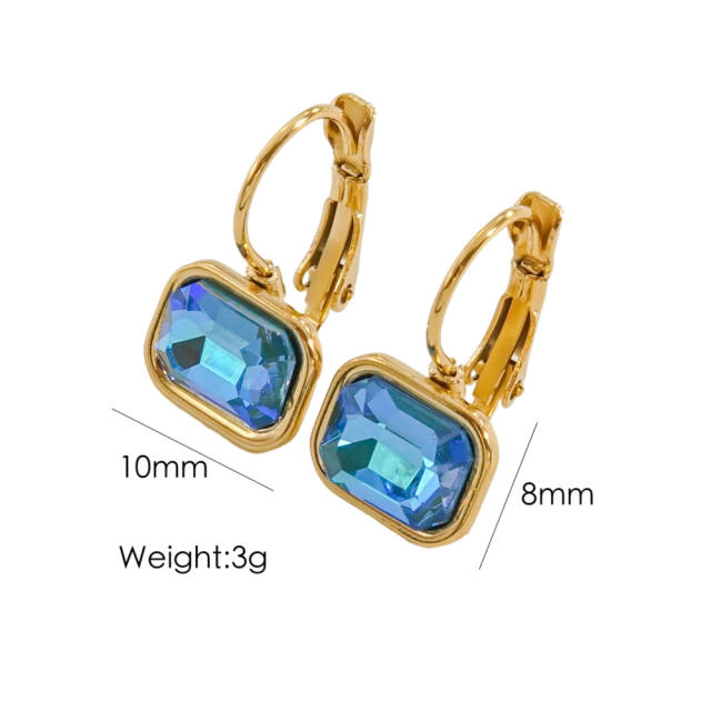 Cute colorful cubic zircon stainless steel earrings