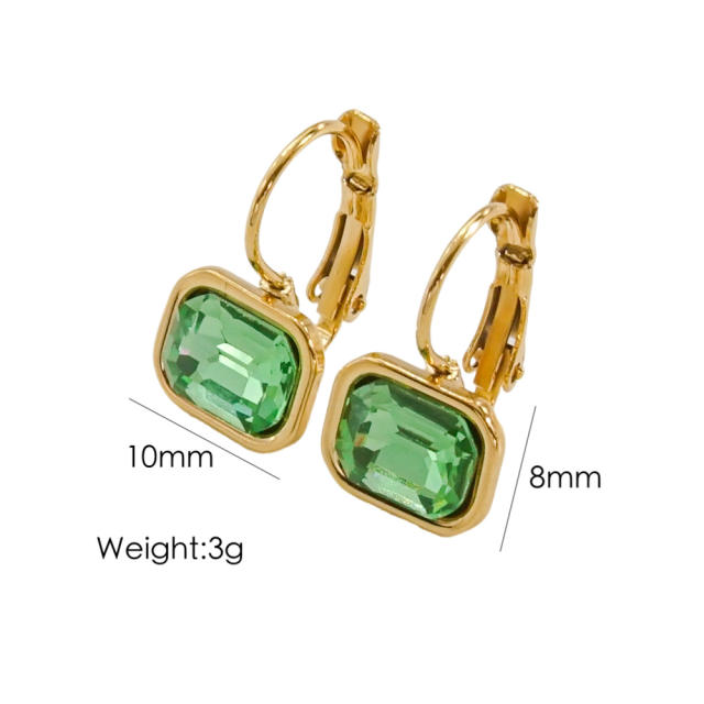 Cute colorful cubic zircon stainless steel earrings