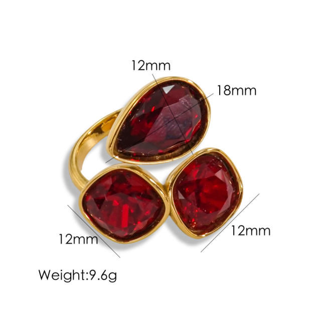 14KG colorful cubic zircon stainless steel finger rings