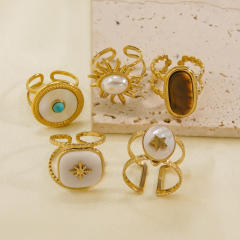 Vintage romantic mother shell stainless steel finger rings