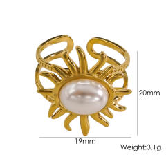 Vintage romantic mother shell stainless steel finger rings