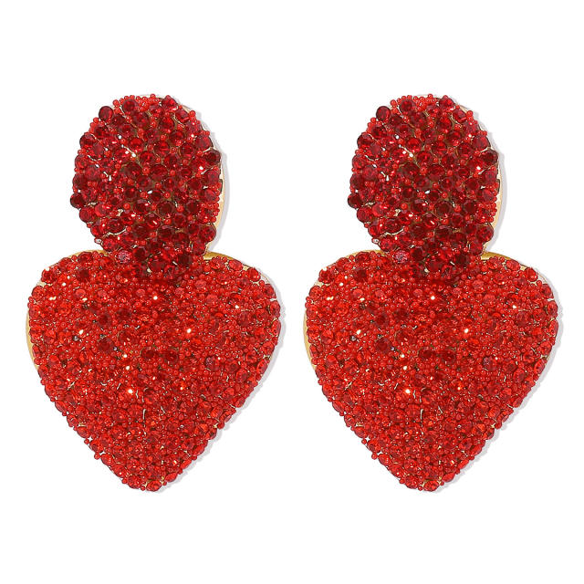 Luxury full of colorful rhinestone heart earrings