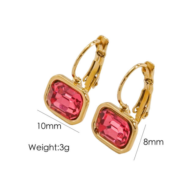 Cute colorful cubic zircon stainless steel earrings