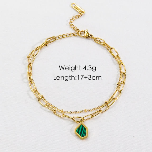 INS spring color enamel heart toggle chain stainless steel bracelet