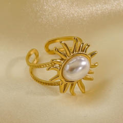 Vintage romantic mother shell stainless steel finger rings