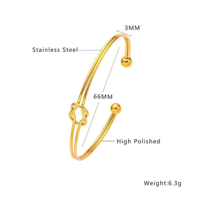 Vintage gold color cuff stainless steel bangle bracelet