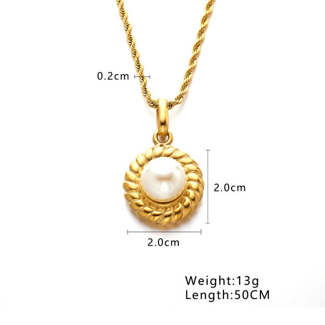 Chic pearl bead easy match stainless steel necklace for women