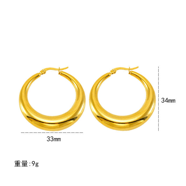 18KG hot sale chunky water drop hoop stainless steel earrings