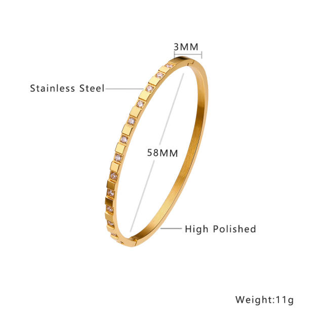 18KG diamond stainless steel bangle bracelet