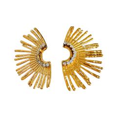 18KG luxury rhinestone setting sunshine stainless steel earrings chunky earrings