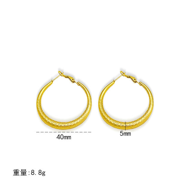 18KG hollow out big hoop stainless steel earrings