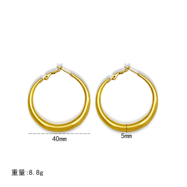 18KG hollow out big hoop stainless steel earrings