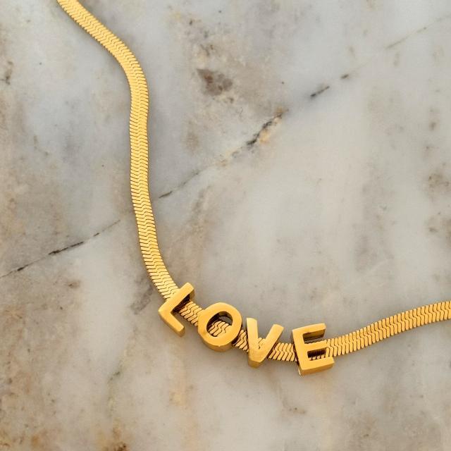 18KG DEAR BABY LOVE letter stainless steel necklace snake chain necklace