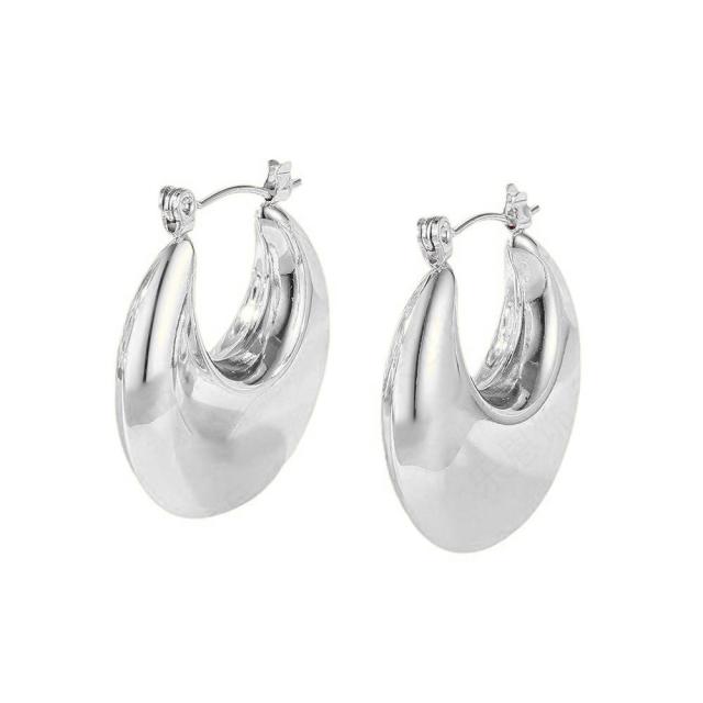 Chunky hoop hollow out stainless steel earrings