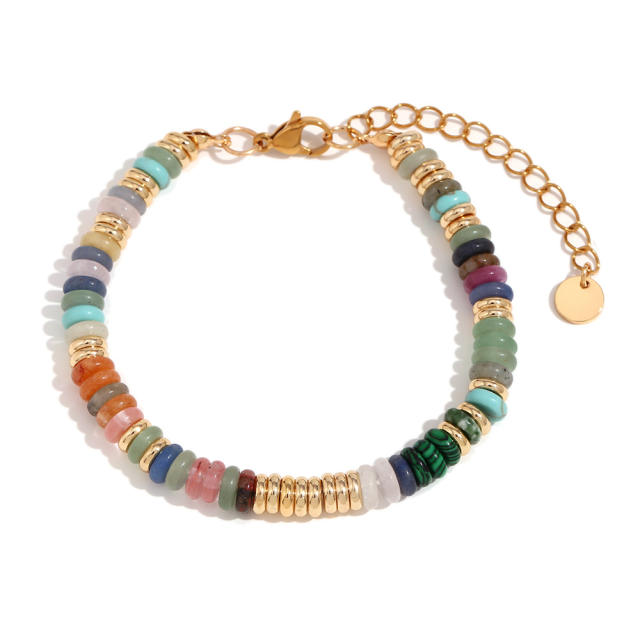 18KG vintage colorful natural stone bead boho women bracelet