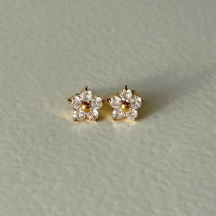 INS mini diamond flower stainless steel studs earrings