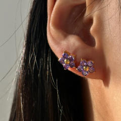 INS mini diamond flower stainless steel studs earrings