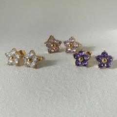 INS mini diamond flower stainless steel studs earrings