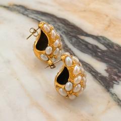 Chunky pearl bead water drop stainless steel earrings