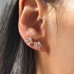 INS mini diamond flower stainless steel studs earrings